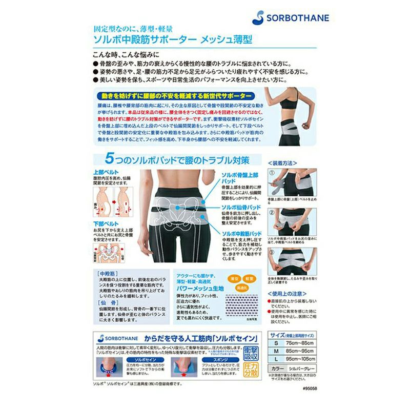 ソルボ中殿筋サポーター メッシュ薄型