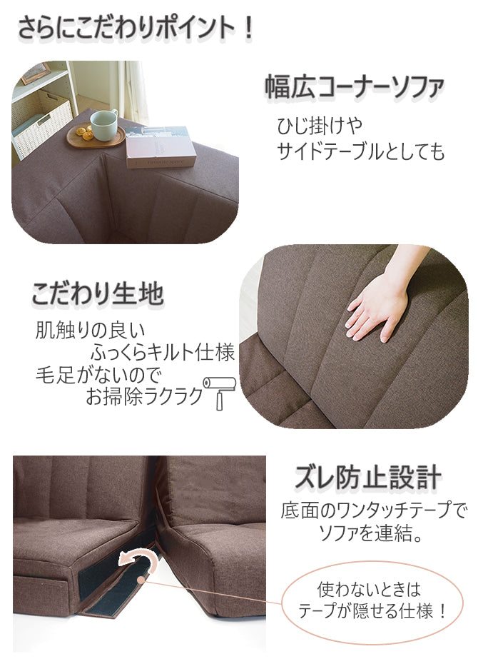 フロアハイバックコーナーソファ３点セット