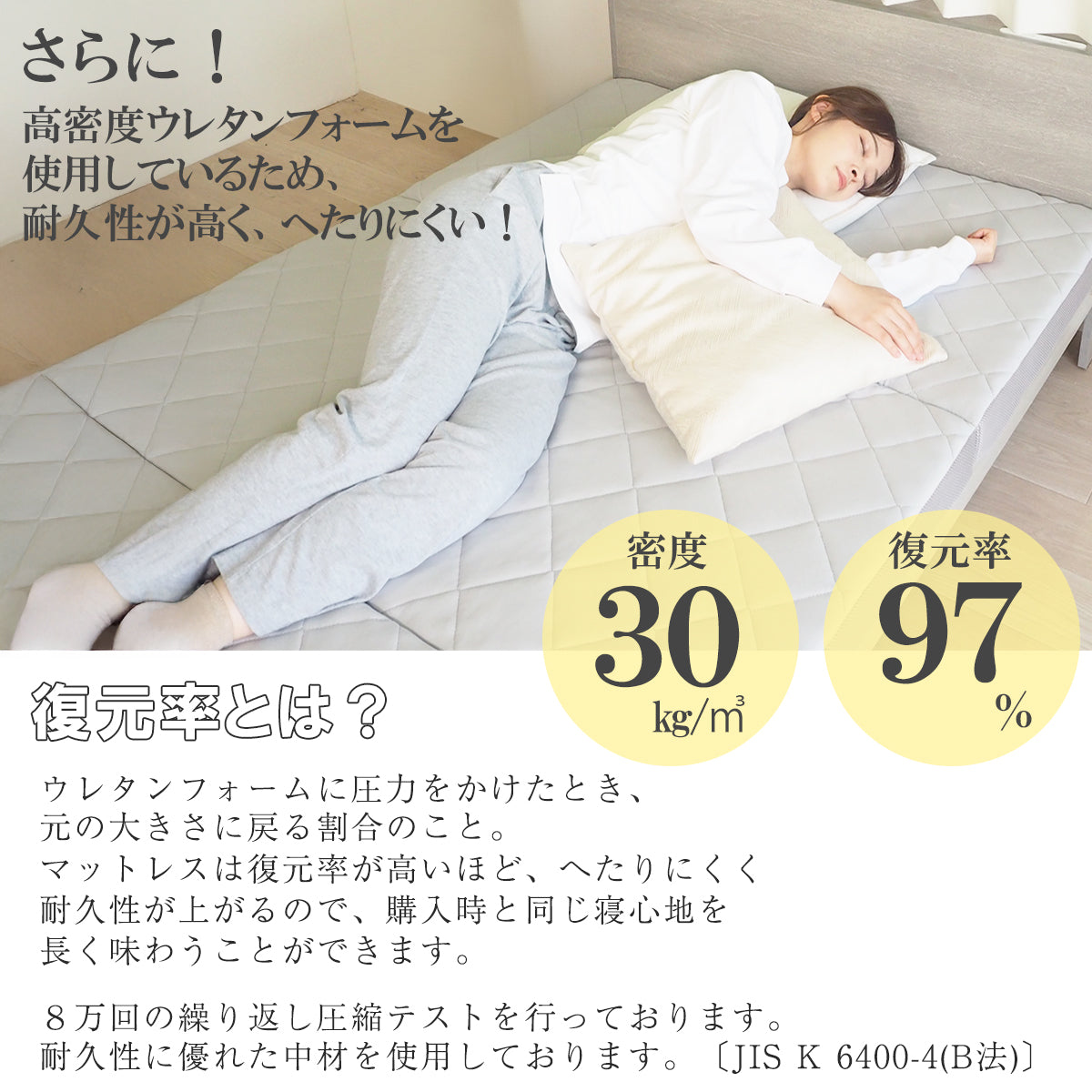 [AK-HM8Q-KJD SD] 波型加工で身体を優しく支える体圧分散敷布団 セミダブル